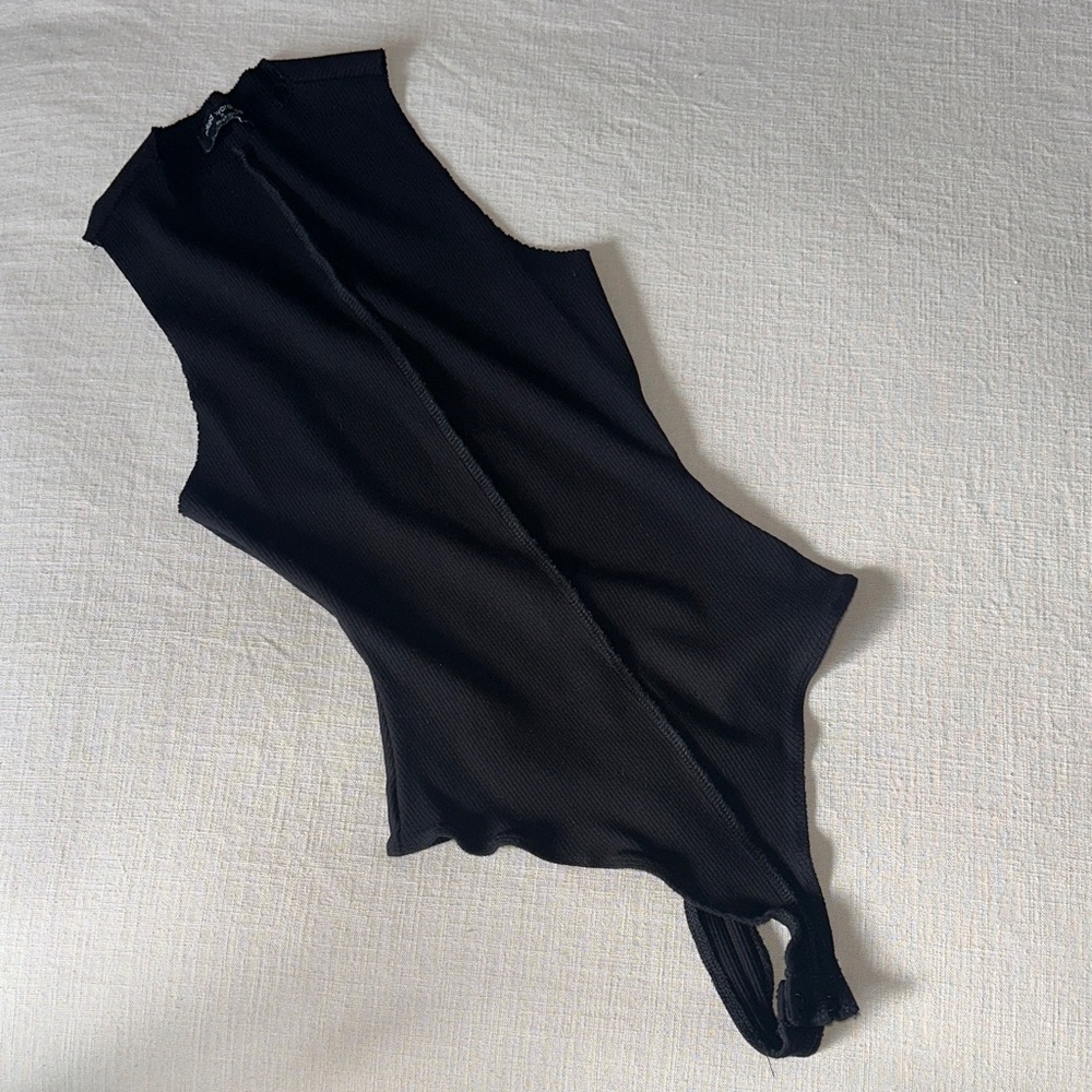 ✨ Naked Wardrobe Black Ribbed Sleeveless Bodysuit